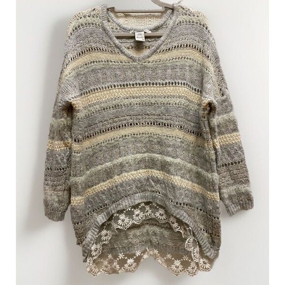 American Rag Sweaters - American Rag Womens Lace Hem Sweater Hi-lo Tunic Knit Top, S Coquette‎ Soft